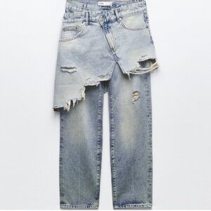NEW - ZARA MID-RISE SKIRTED STRAIGHT LEG JEANS - Size 6